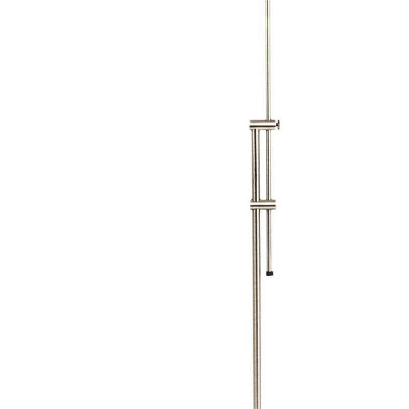 Pemberly Row Floor Lamp with Adjustable Height and Fabric Shade in Silver