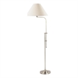 Pemberly Row Floor Lamp with Adjustable Height and Fabric Shade in Silver