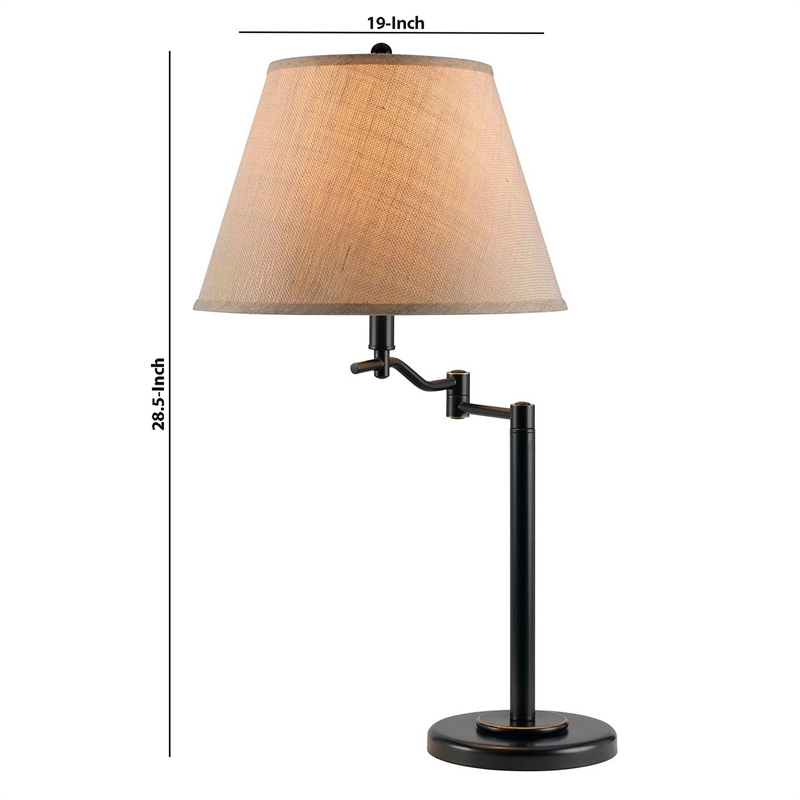 Pemberly Row 3-Way Table Lamp with Swing Arm and Fabric Shade in Black