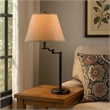 Pemberly Row 3-Way Table Lamp with Swing Arm and Fabric Shade in Black