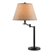 Pemberly Row 3-Way Table Lamp with Swing Arm and Fabric Shade in Black