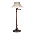 Pemberly Row Swing Arm Floor Lamp with Fabric Bell Shade in Bronze/Beige