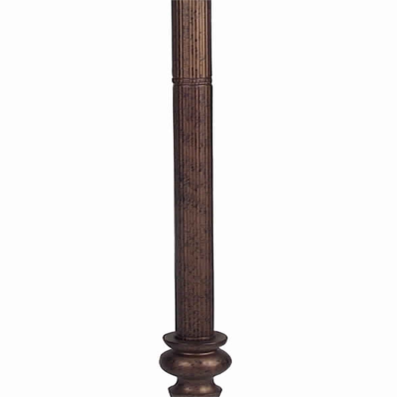 Pemberly Row Swing Arm Floor Lamp with Fabric Bell Shade in Bronze/Beige