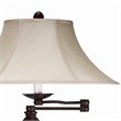 Pemberly Row Swing Arm Floor Lamp with Fabric Bell Shade in Bronze/Beige