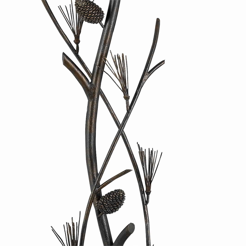 Pemberly Row Pine Twig Floor Lamp with Conical Shade in Bronze/White