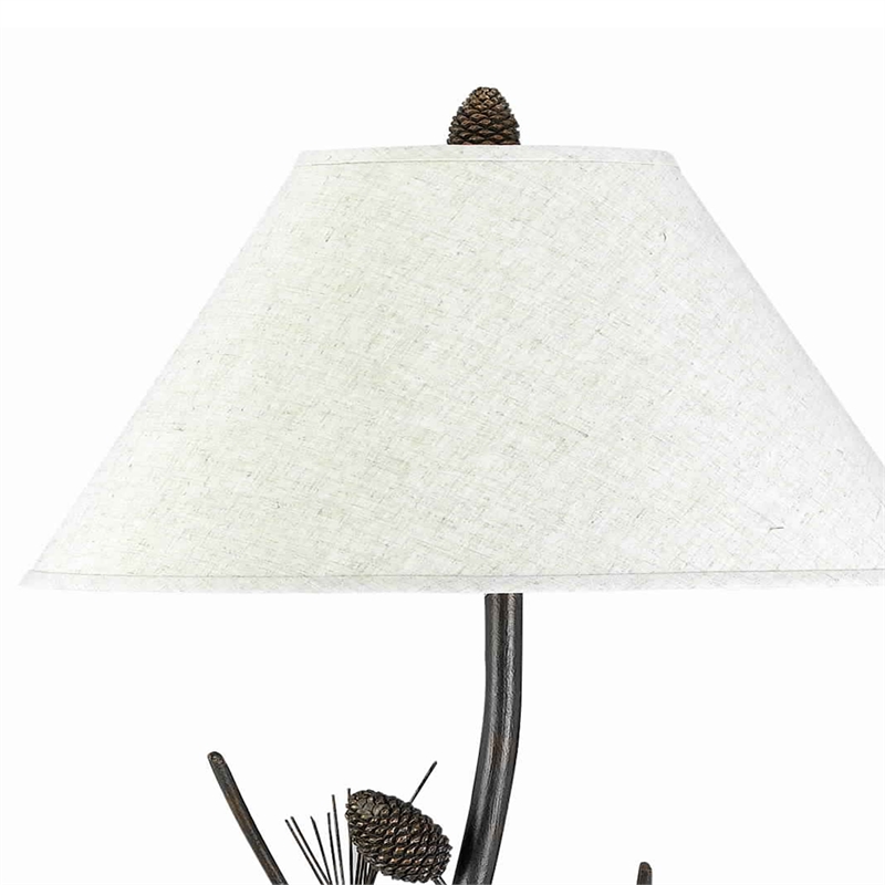 Pemberly Row Pine Twig Floor Lamp with Conical Shade in Bronze/White