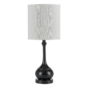 Pemberly Row Elongated Metal Accent Lamp with Drum Shade in Black