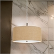 Pemberly Row Metal Pendant Light with Burlap Drum Shade in Beige