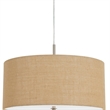 Pemberly Row Metal Pendant Light with Burlap Drum Shade in Beige