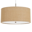 Pemberly Row Metal Pendant Light with Burlap Drum Shade in Beige