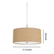 Pemberly Row Metal Pendant Light with Burlap Drum Shade in Beige