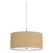 Pemberly Row Metal Pendant Light with Burlap Drum Shade in Beige