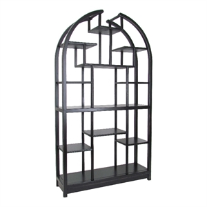 Pemberly Row Arched Display Unit with Multiple Shelves in Antique Black