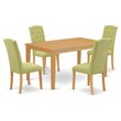 Pemberly Row 5-Piece Wood Dining Set in Oak & Lime Green Finish
