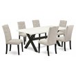 Pemberly Row 7-Piece Wood Dining Room Set in Dark Khaki Upholstery