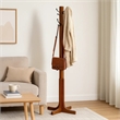 Pemberly Row Coat Stand with X Frame Base and Metal Hooks in Oak Brown