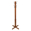 Pemberly Row Coat Stand with X Frame Base and Metal Hooks in Oak Brown