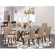 Pemberly Row 9-Piece X-Leg Wood Dining Set in Jacobean Brown/Cement Finish