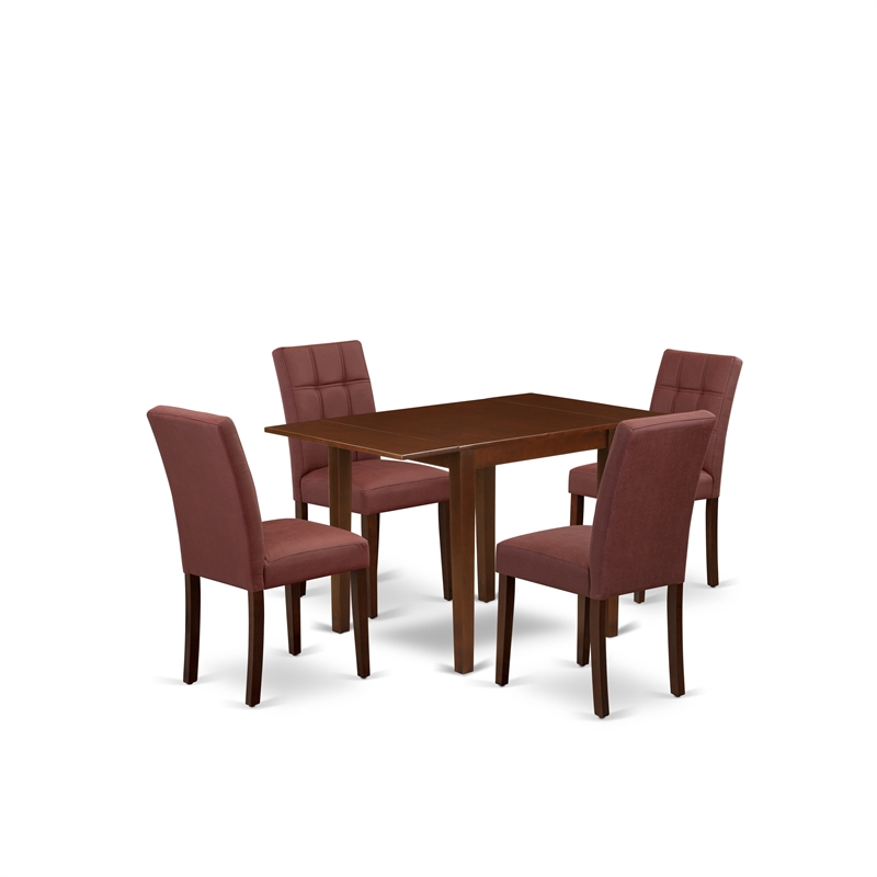 Pemberly Row 5-Piece Dining Set with Mahogany Finish and Faux-Leather Seats