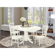 Pemberly Row 5-Piece Wood Pedestal Dining Set in Linen White Finish