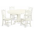 Pemberly Row 5-Piece Wood Pedestal Dining Set in Linen White Finish