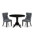Pemberly Row 3-Piece Wood Dining Set with Drop-Leaf in Black/Platinum Gray