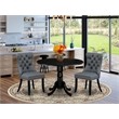 Pemberly Row 3-Piece Wood Dining Set with Drop-Leaf in Black/Platinum Gray