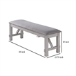 Pemberly Row Fabric Upholstered Farmhouse Bench with Braces in Gray