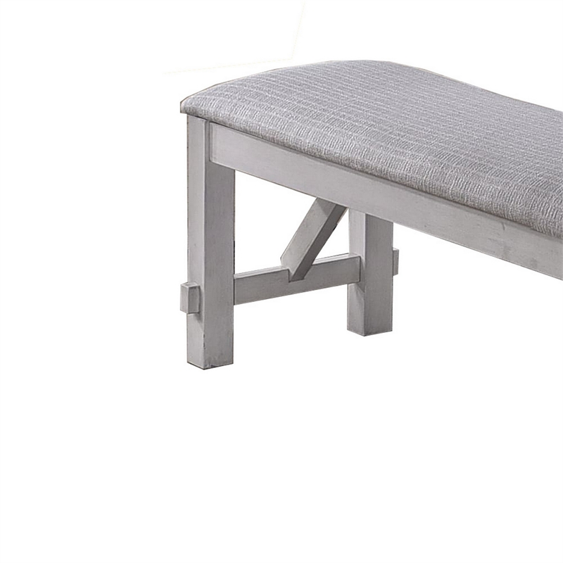 Pemberly Row Fabric Upholstered Farmhouse Bench with Braces in Gray