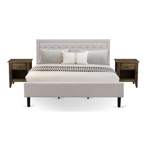 Pemberly Row 3-Piece Wood Platform King Bedroom Set in Beige/Black