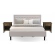 Pemberly Row 3-Piece Wood Platform King Bedroom Set in Beige/Black