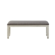 Pemberly Row Padded Dining Bench with Tapered Feet in Antique White/Gray
