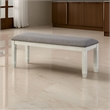 Pemberly Row Padded Dining Bench with Tapered Feet in Antique White/Gray