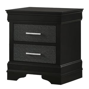 Pemberly Row 2-Drawer Nightstand with Studded Accent Pulls in Black