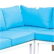 Pemberly Row L-Shaped Aluminum Patio Sectional with Ottoman in Blue/White