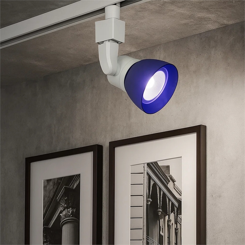 Pemberly Row 10W LED Track Fixture with Polycarbonate Head in White/Blue