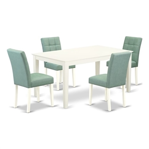 Pemberly Row 5-Piece Dining Set with Linen White and Willow Green Finish