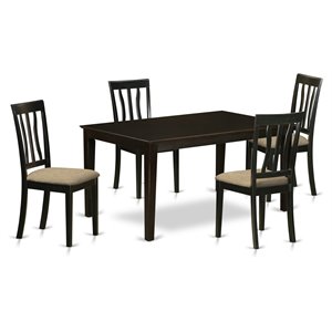 Pemberly Row 5-Piece Wood Dining Set with Rectangular Table in Cappuccino