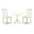 Pemberly Row 3-Piece Wood Pedestal Dining Set in Linen White Finish