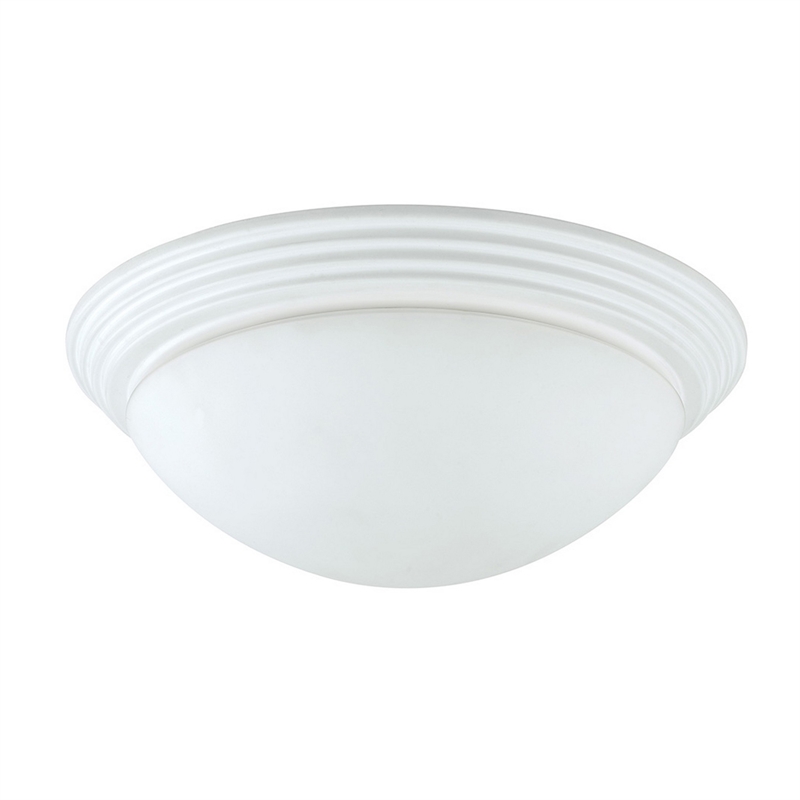 Pemberly Row Dome Glass Ceiling Lamp with Ribbed Design in White/Clear