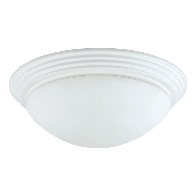 Pemberly Row Dome Glass Ceiling Lamp with Ribbed Design in White/Clear