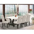 Pemberly Row V-Style 9-Piece Wood Dining Set in Doeskin Gray Upholstery