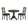 Pemberly Row 3-Piece Rubberwood Pedestal Dining Set in Cappuccino