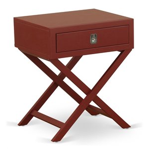 Pemberly Row 20&quot Rubberwood Nightstand in Burgundy Red with Drawer
