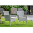 Pemberly Row Metal & Wicker Patio Dining Chair in Natural Linen (Set of 2)