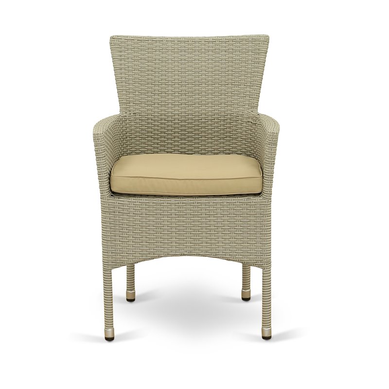 Pemberly Row Metal & Wicker Patio Dining Chair in Natural Linen (Set of 2)