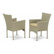 Pemberly Row Metal & Wicker Patio Dining Chair in Natural Linen (Set of 2)