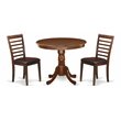 Pemberly Row 3-Piece Faux Leather Seat Dining Set in Mahogany Finish