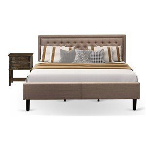 Pemberly Row 2-Piece King Bedroom Set with Linen Fabric in Dark Khaki Brown