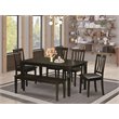 Pemberly Row 6-Piece Wood Dining Set with Faux Leather Seats in Cappuccino